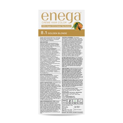 Enega Golden Blonde Hair Color Cream - 120ml | No Ammonia | With Argan Oil & Green Tea Extract | Nourishing & Long-Lasting
