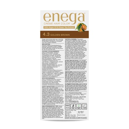 Enega Golden Brown Hair Color Cream 120ml | No Ammonia | With Argan Oil and Green Tea Extract | Nourishing and Long Lasting