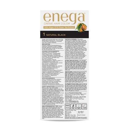 Enega nourishing no ammonia natural black cream hair color with argon oil& green tea extract 120ml