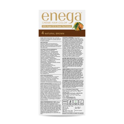 Enega nourishing no ammonia natural brown cream hair color with argon oil& green tea extract 120ml 