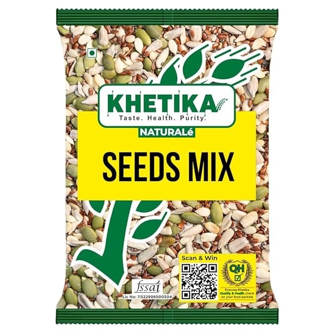 Khetika Seeds Mix, 200g | Edible Seed, Seeds, Healthy Snacks, 5 in 1 Seed mix, Rich in Protein & Dietary Fibre | Contains Pumpkin, Sunflower, Watermelon, Flax, Chia Seeds