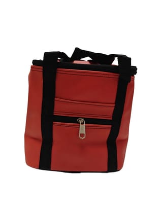 Red Insulated Lunch Bag with Zipper Closure and Handles