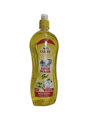 Lucky Dish Wash Gel - 1 Ltr - 2X Shine - Quick & Easy Dishwashing