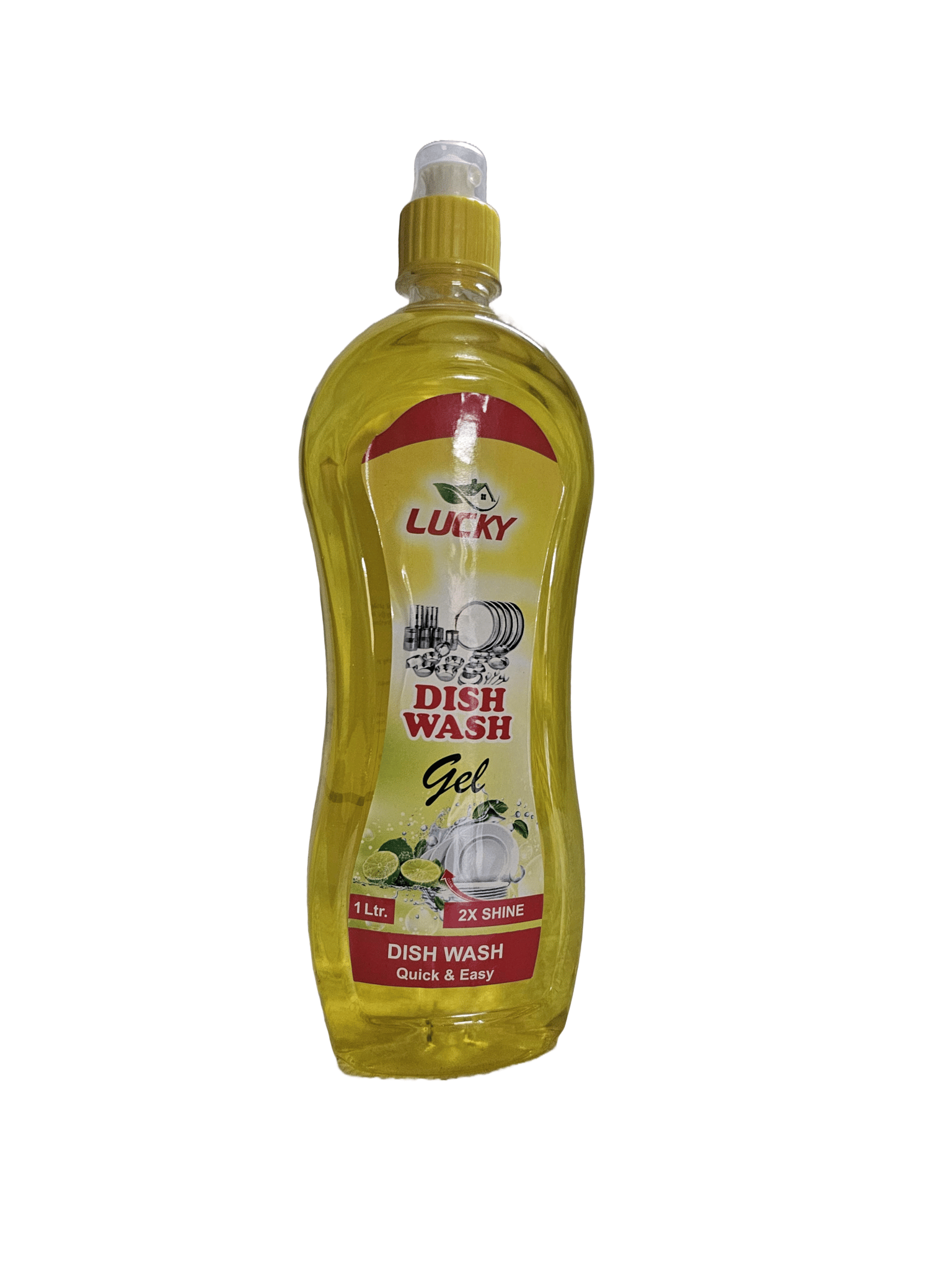 Lucky Dish Wash Gel - 1 Ltr - 2X Shine - Quick & Easy Dishwashing