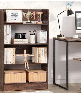 Wooden Bookshelf - 4 Tier, Brown, 41" High, 24.6" Wide, Durable Wood