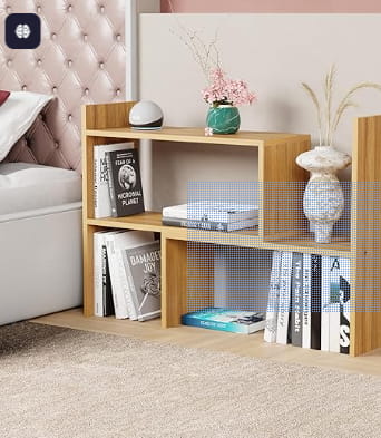 Adjustable Engineered Wood Bookshelf Storage Rack | Multipurpose DIY Display Stand for Living Room, Bedroom, Office | Light Oak | 121x61x24cm |