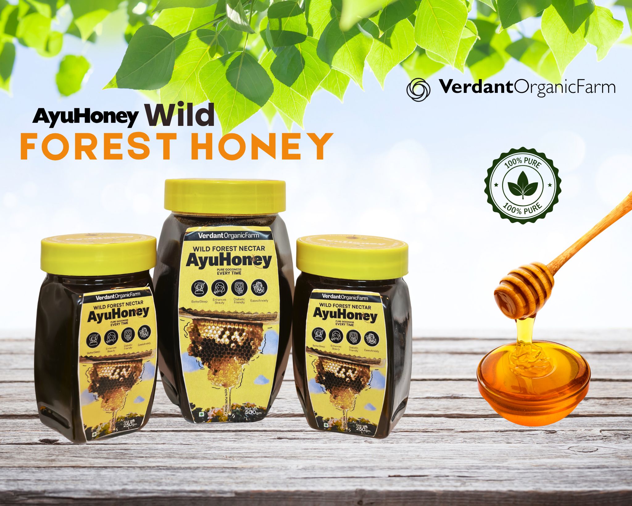 Ayu Honey' Wild Sahyadri Forest Natural Honey| Fresh clean processed & Original Honey| No Additives Or Preservatives| 100% Pure