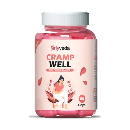 Girlyveda Crampwell Natural Period Pain Relief | Reduce Menstrual Cramp & Relieves Anxiety  (60 Capsules)