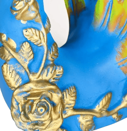 HOME DECOR Blue Swan Couple Showpiece – Romantic Resin Love Birds Figurine with Golden Accents