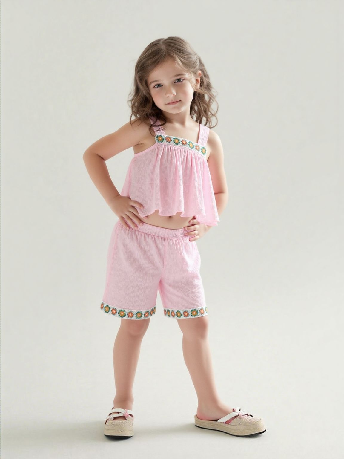 Girls Imported Co-Ord Set [GCS-7560](6M-4Years)-6M-9M (Size - 14) / Imported / Pink