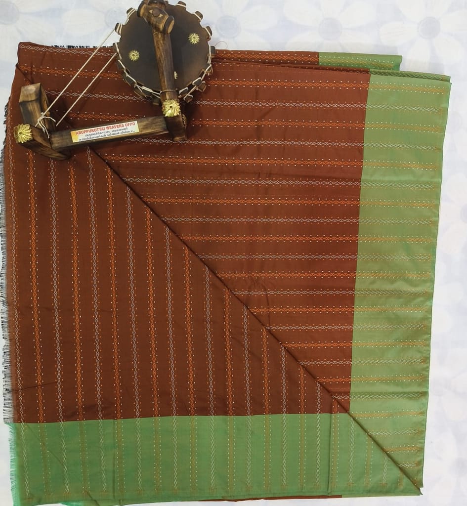 Aarani Silk Saree with Blouse - Brown