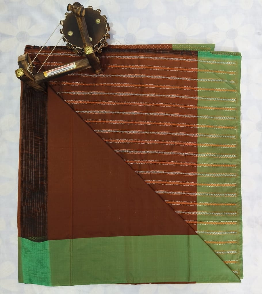 Aarani Silk Saree with Blouse - Brown