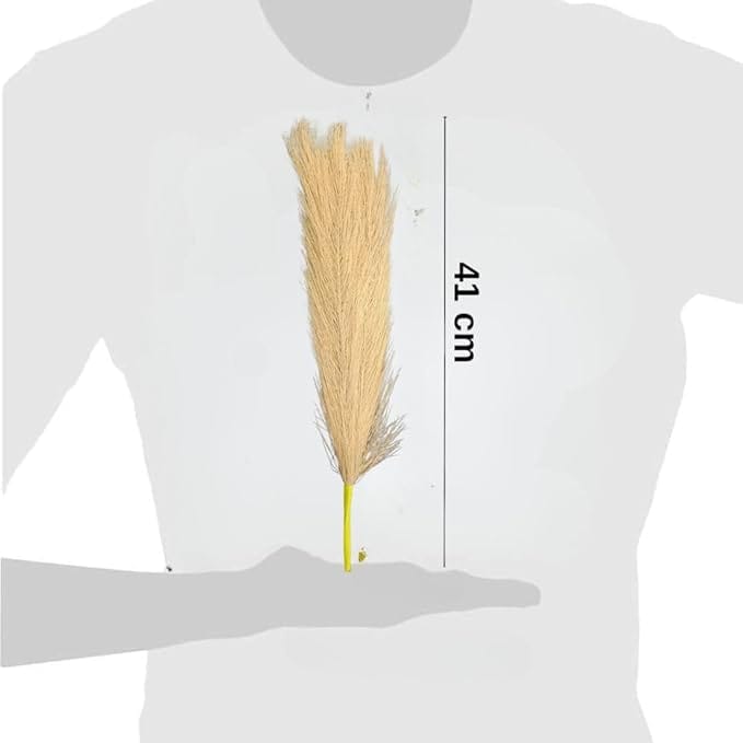 3 Pcs Artificial flowers Faux Pampas Grass small Fluffy Fake Flower Plant for Home Decor,Office, Bedroom, Items Corner,Dried Plants (Without Vase pot)(Brown)Silk