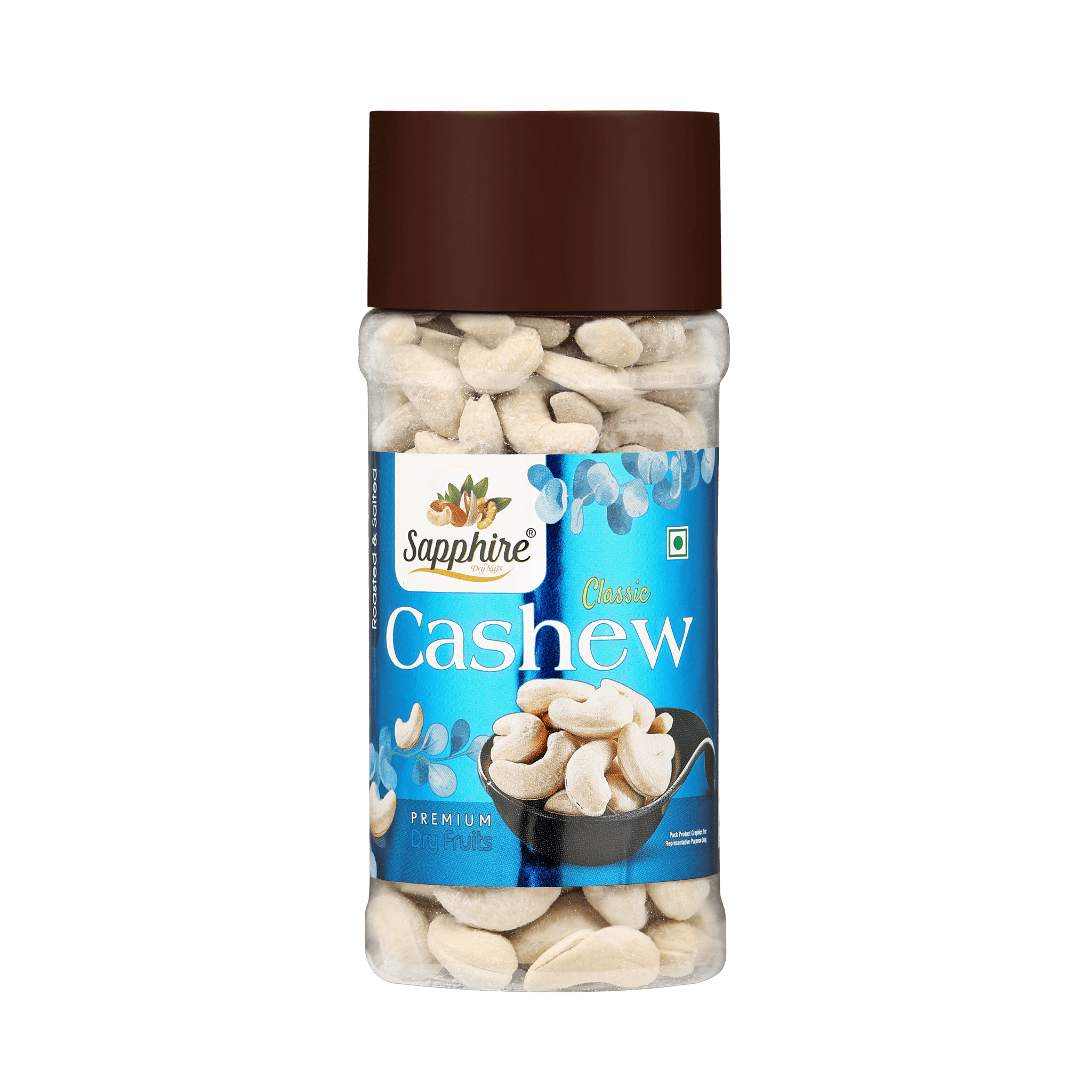 Sapphire Dry Nuts Classic Roasted Cashew Jar (Blue)