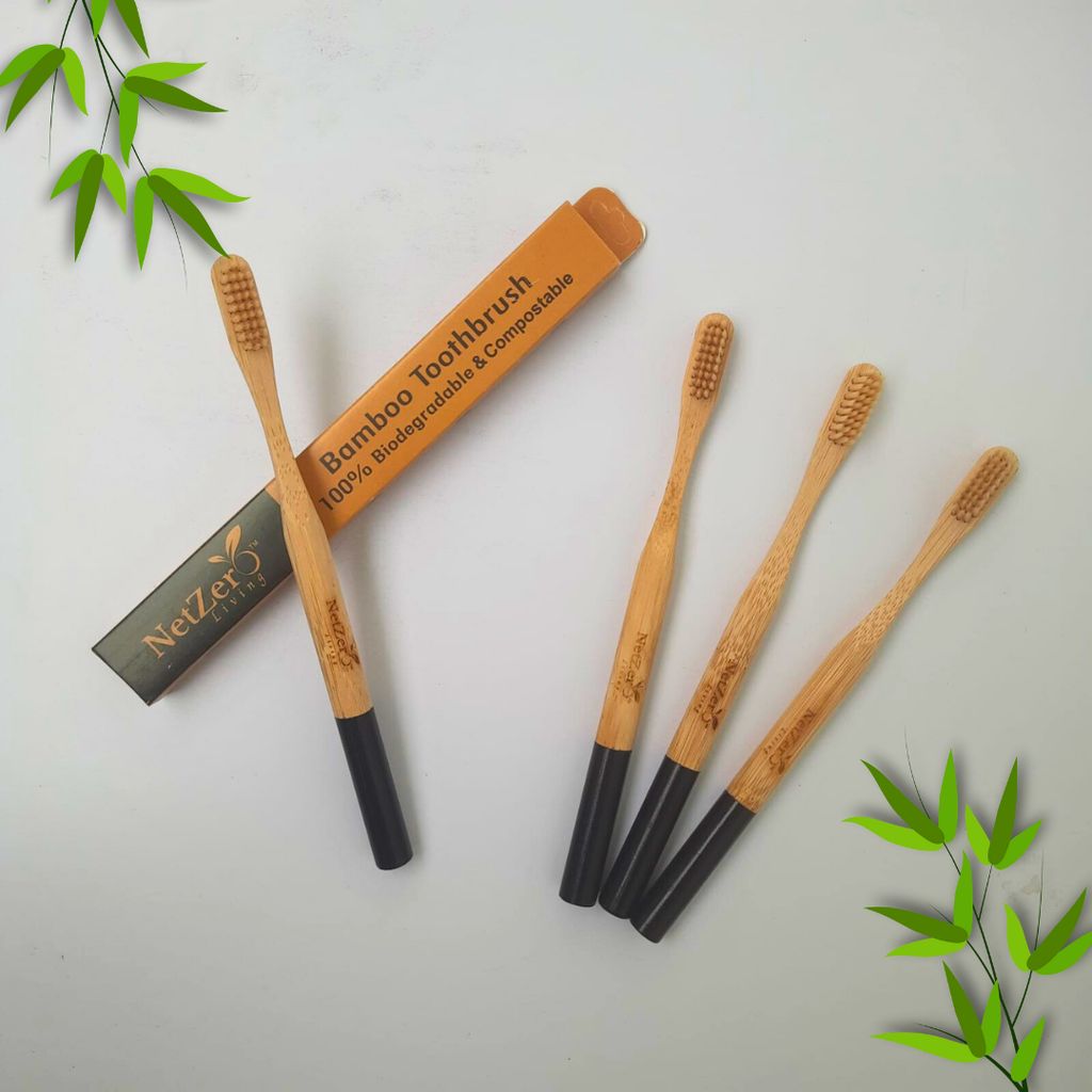 Bamboo Toothbrush – Stellar | Biodegradable & Eco-Friendly (Pack of 4) | Dental Care
