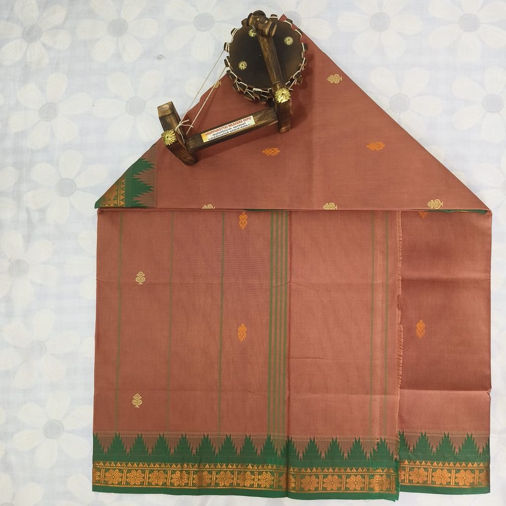 Cotton Saree without Blouse -  Salmon Pink