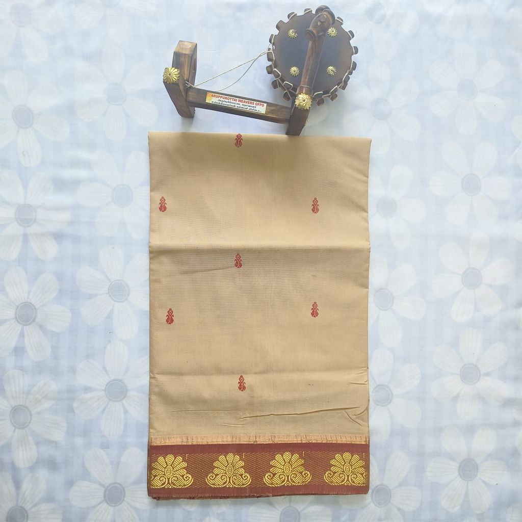 Cotton Saree without Blouse -Flower Border