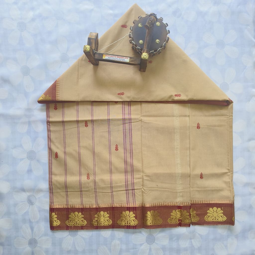 Cotton Saree without Blouse -Flower Border