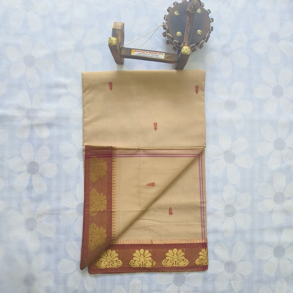 Cotton Saree without Blouse -Flower Border