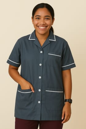 Unisex Staff Apron | 3-pockets Apron | Grey Color | Comfortable | Durable | Best Fitted For Medical Professionals (Staff, Nursing & Lab Technicians)