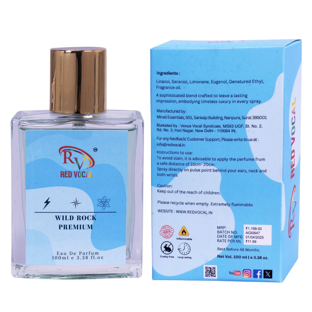 Red Vocal Wild Rock Premium Eau De Parfum 100ml For Men Set of 2 (100x2)