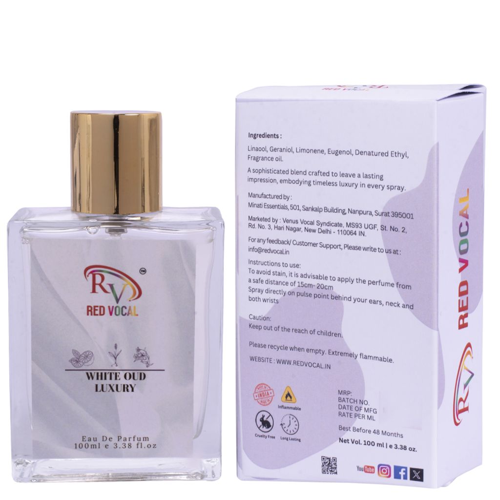 Red Vocal White Oud Luxury  (Unisex) with Floral Romance Luxury (Women) Eau de Parfum Combo – 2 x 100ml
