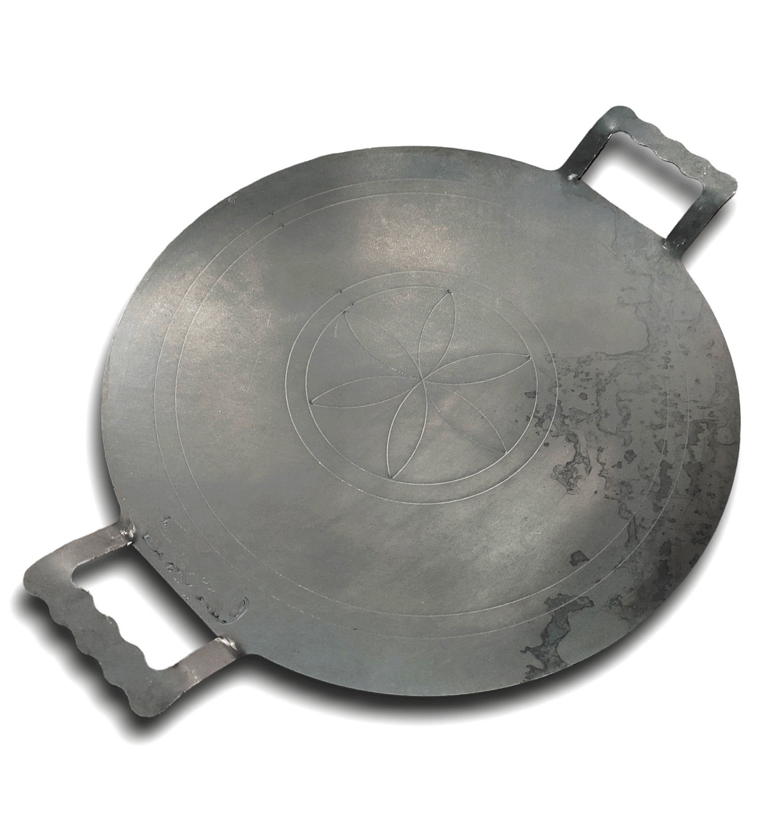 MADURAI ARTISANS CLUB - South Indian Style Dosa tawa, dosai kallu, Roti Tawa - Flat Design with Double Handle -27.5 cm / 11 INCH Approx. Diameter, Iron Made, Black Grey