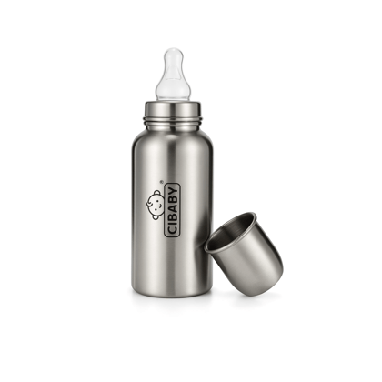CI Baby Stainless Steel Baby Feeding Bottle SS304 Wide Neck Full Steel Matt Glossy Finish 240ml with Easy-Hold Infants 0-3 Years Milk, Water, Juice, Home, Gifting, Birthday, Special Occasions