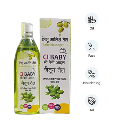 CI BABY Massage Oil 200ml For strong bones & muscles Goodness Of Natural Olive Oil Enriched With Vitamin E & 100% Virgin Olive Oil Dermatologically Tested Clinically Proven for Newborn Growth & Care