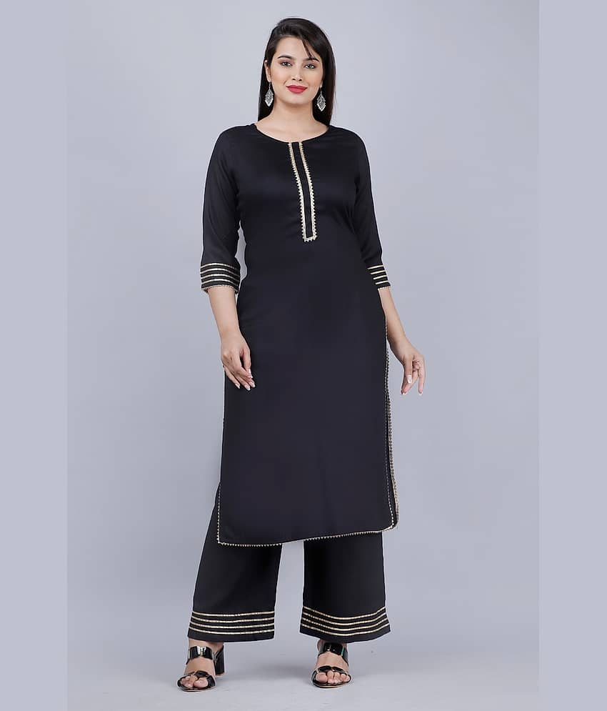MAUKA - Black Straight Rayon Women's Stitched Salwar Suit ( Pack of 1 )