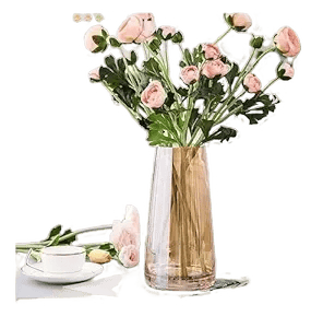 Decorative Glass Vase for Flowers Plants Home Decor Office Living Table Decorations, Vases for Home Decor, Luster Glass Vase, Heavy Weight, Sturdy- (Crystal Amber, Approx 9 Inches Height)