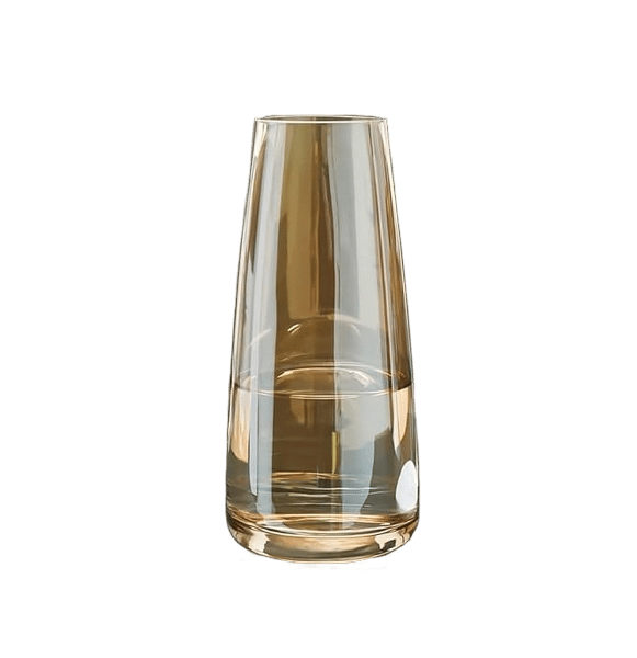 Decorative Glass Vase for Flowers Plants Home Decor Office Living Table Decorations, Vases for Home Decor, Luster Glass Vase, Heavy Weight, Sturdy- (Crystal Amber, Approx 9 Inches Height)