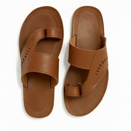 Brown Leather Thong Sandals for Men