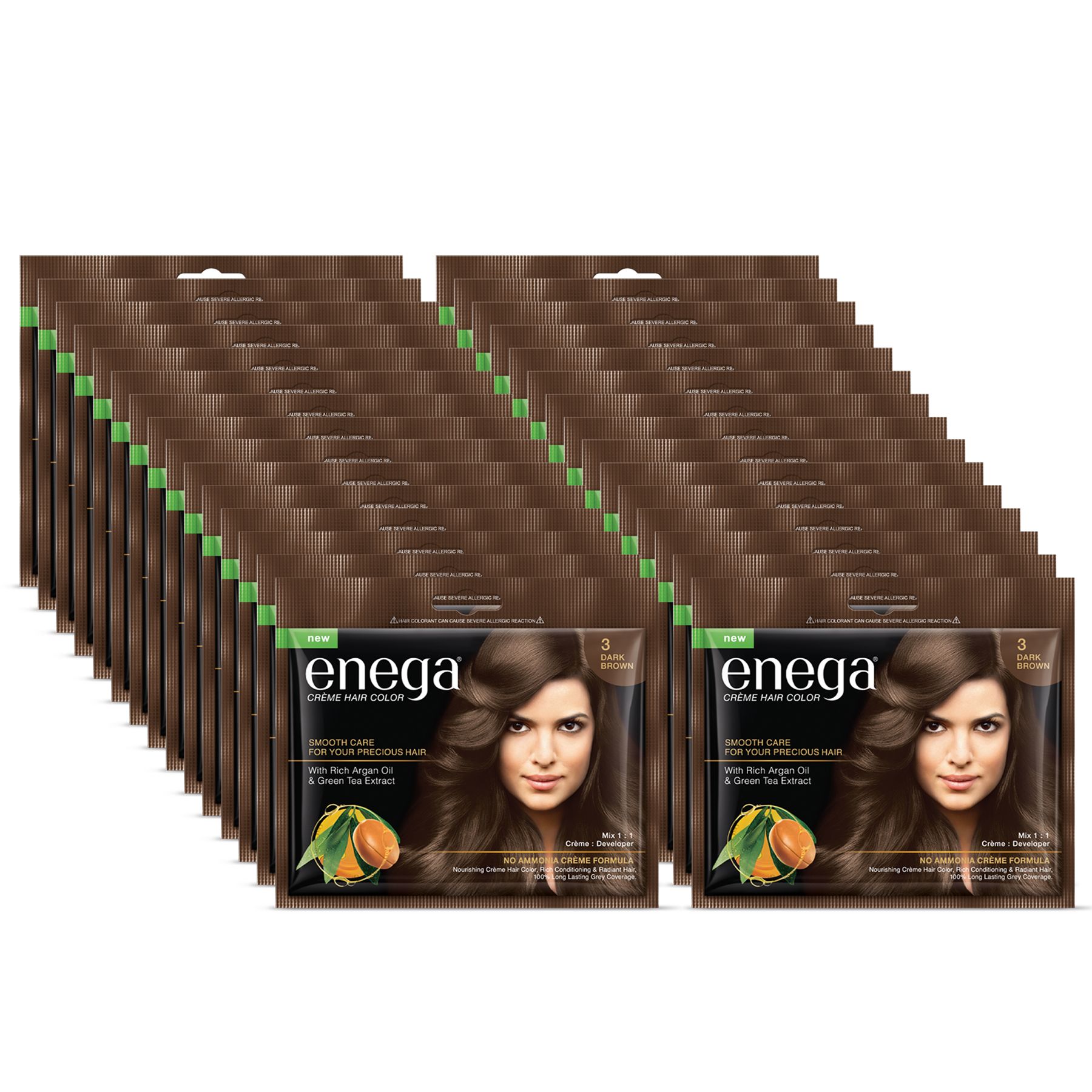 Enega Dark Brown Hair Color Cream with Developer Pouch