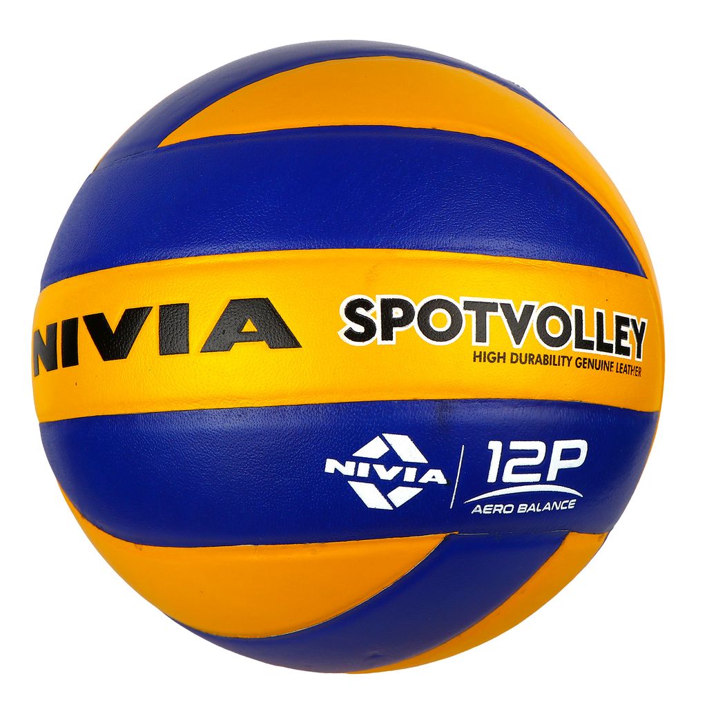 Nivia Spotvolley Volleyball Size 4 – 12-Panel Genuine Leather Match Ball with Butyl Bladder for Indoor & Outdoor Play