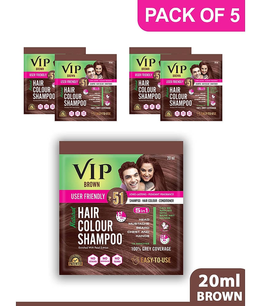 VIP Hair Colour Shampoo Natural Permanent Hair Color 100 mL Brown