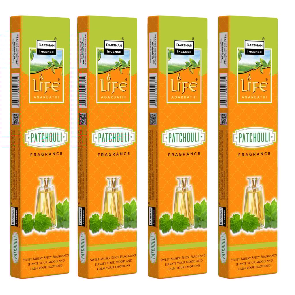 Darshan Incense - Life Patchouli Fragrance Incense Sticks  (90g) Pack of 4