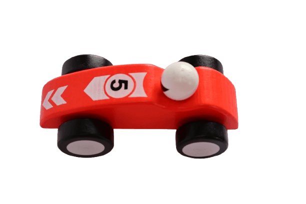Wooden Race Car - Red & Green with Racing Numbers
