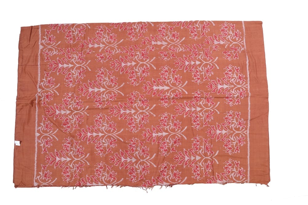 Sambhalpuri Elegant Brown Floral Ikkat silk cotton Fabric -GI Tagged