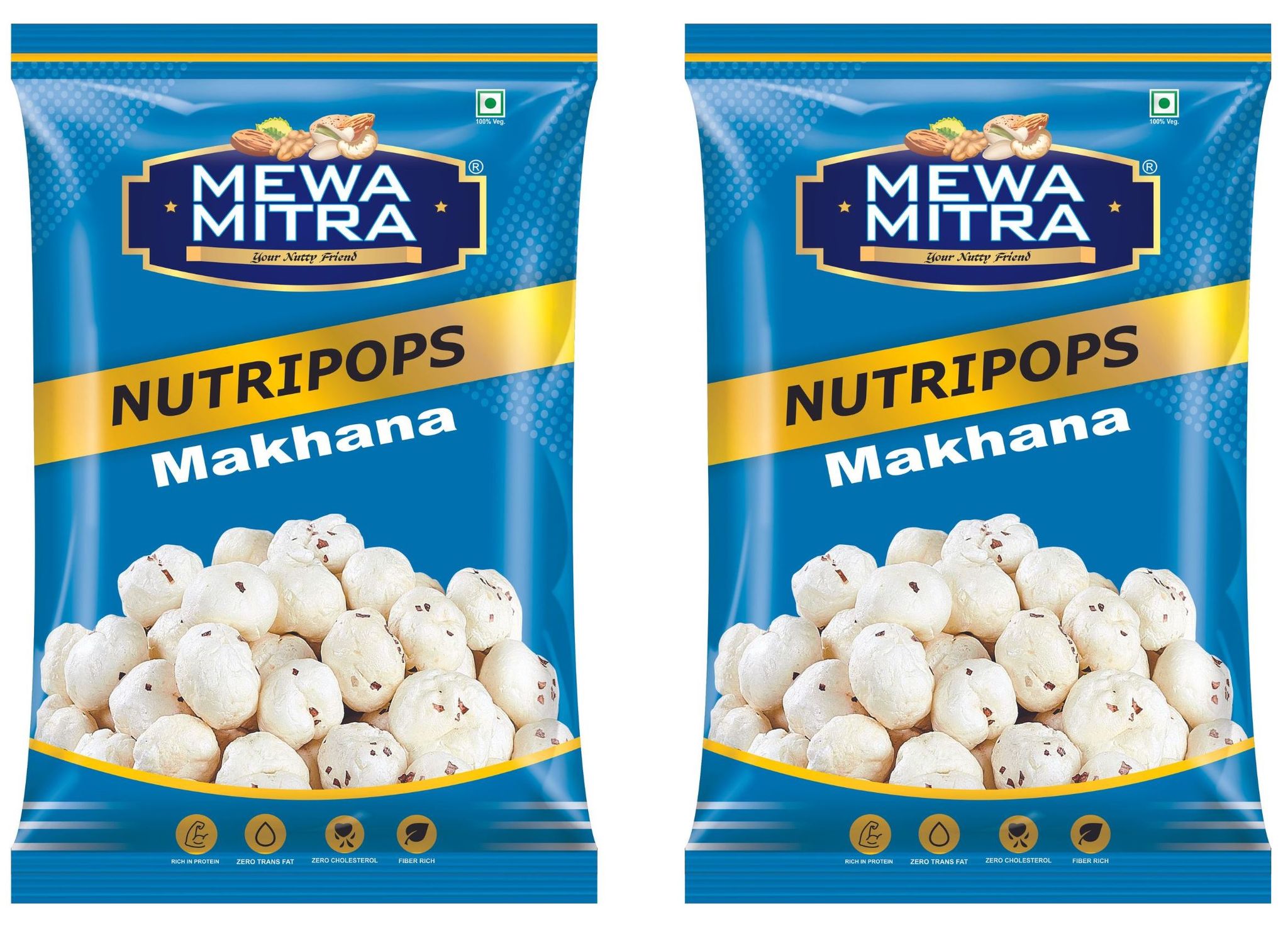 Mewa Mitra Nutripops Phool Makhana (Makhana) | Premium Plain Makhana| Fox Nut (250 g) pack of 2