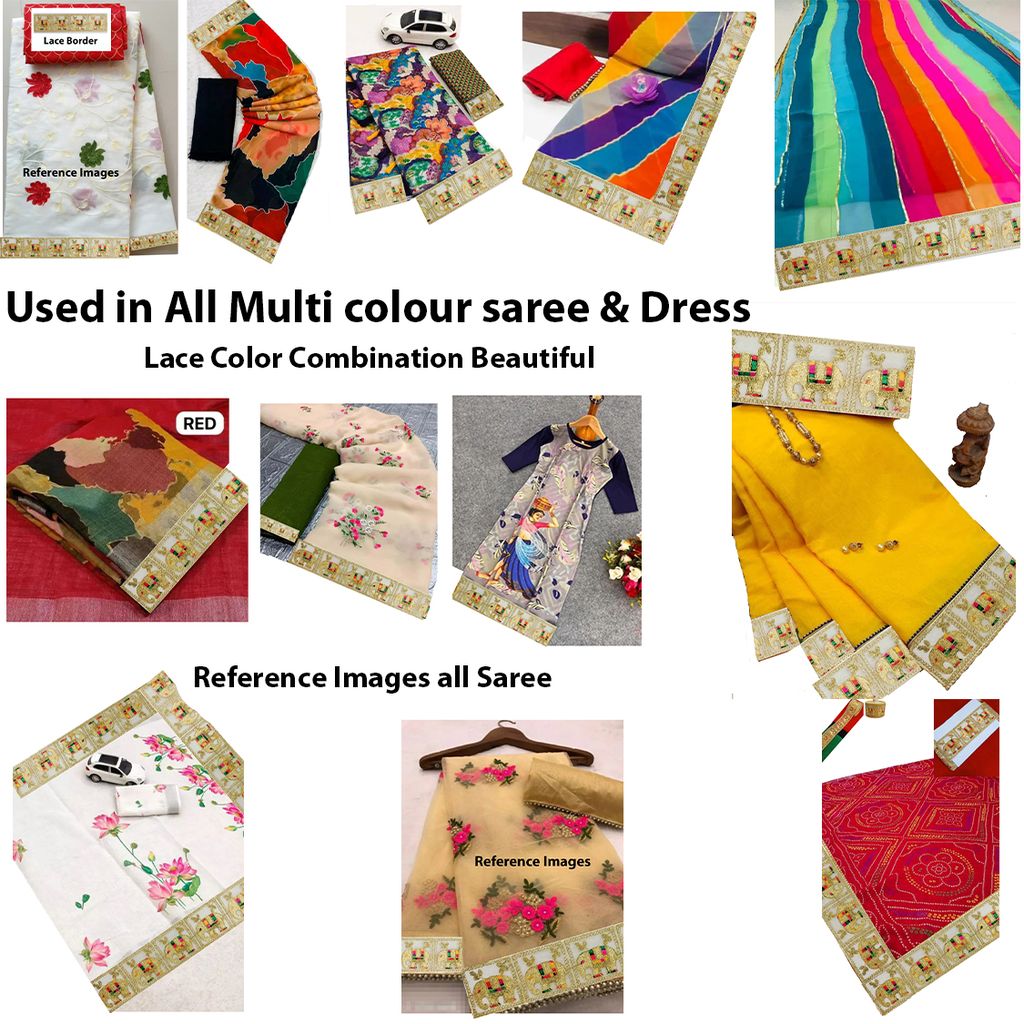 Gold Embroidered Elephant Border Lace - Ethnic Craft Embellishment