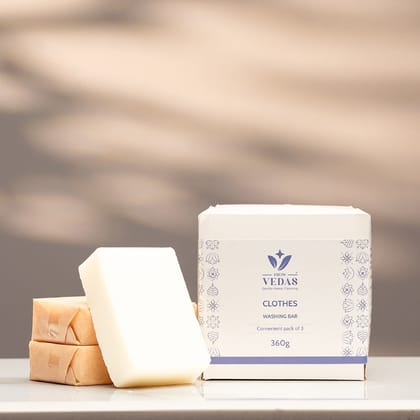 FromVedas Clothes Washing Bar |Tough on Stains | Gentle on Fabrics | Colour-Safe | Refreshing Fragrance | - 360gm (Pack of 3)