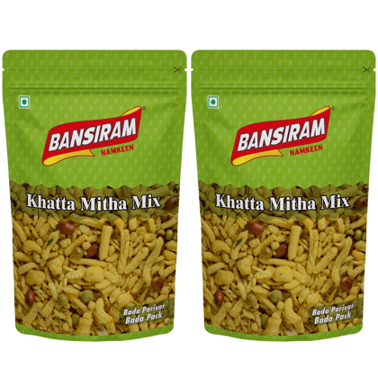 Bansiram Namkeen Khatta Mitha Mix ( Pack of 2 X 400g) - 800gm.