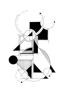 Geometric Black and White Art Print - Modern Abstract Wall Decor