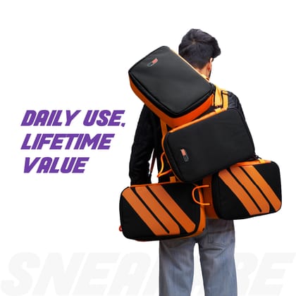 SNEAKARE Premium Shoe Bag for Travel - Fits Sneakers Up to UK Size 12, Removable Crossbody Strap, Airflow Vents, Extra Pockets with 5mm Thickness