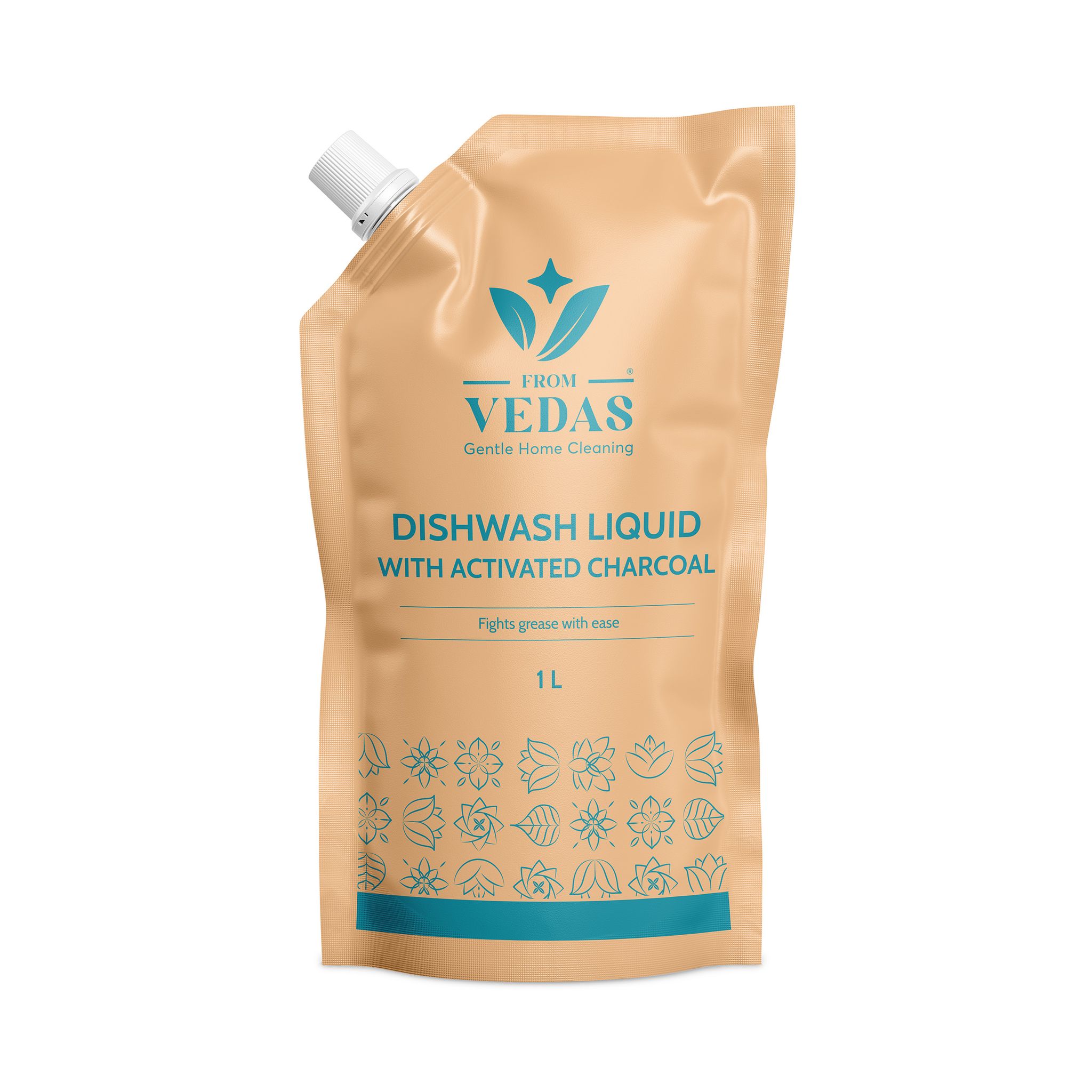 FromVedas Liquid Dish Wash Activated Charcoal | 2x Faster Tough Grease Removal & Natural Fragrance| Removes Odour| Easy Lather & Rinse Off| Leaves No White Residues| Hand-Safe -1 liter