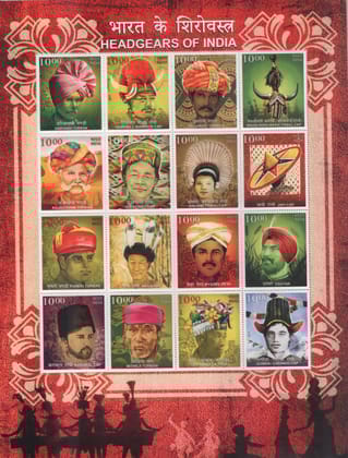 Shobhaphila's Headgears of India Stamp Sheetlet Stamp ( 10th Feb 2017 )
