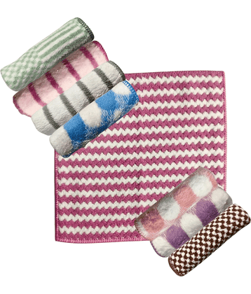 KLEANSHINE Microfiber Small Rumal/Extra Soft and Super Face Towels (Random Designs & Color) (25 x 25 CM) Pack of 8