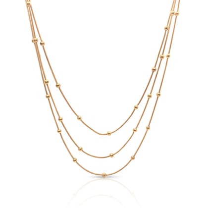 KAYYA21 Elegant Layered Gold Beaded Chain Necklace – Polished Finish | Anti-Tarnish | Pack of 1