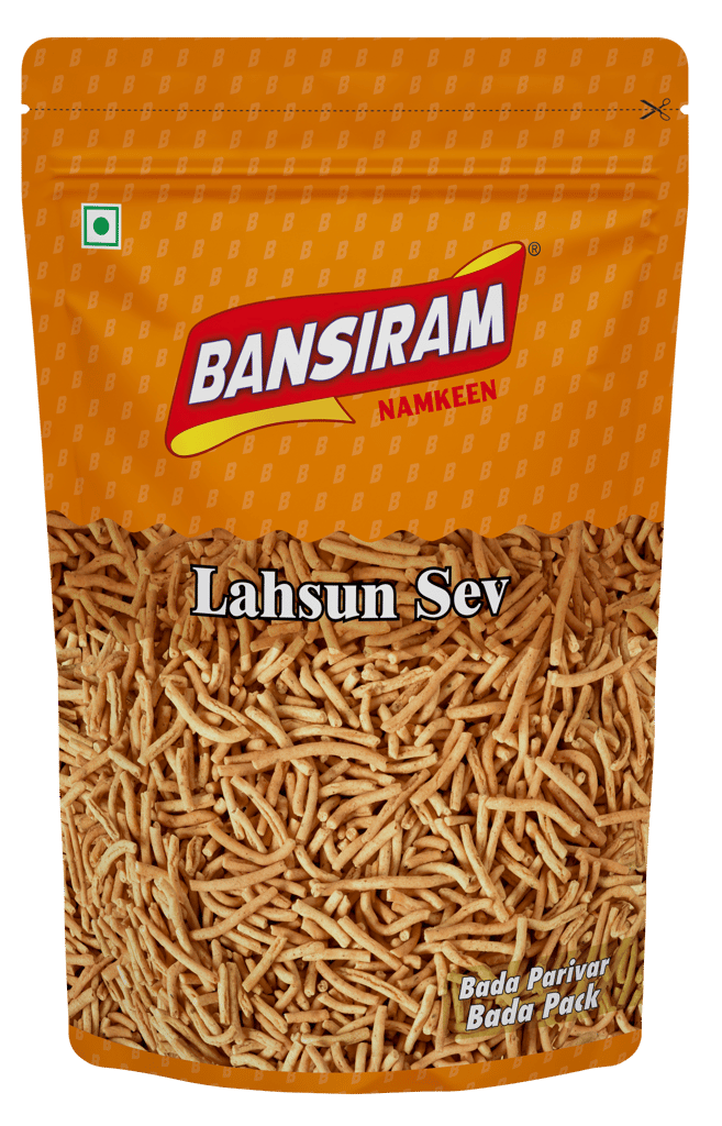 BANSIRAM LAHSUN SEV STANDEE PACK 375GM (NAMKEEN)